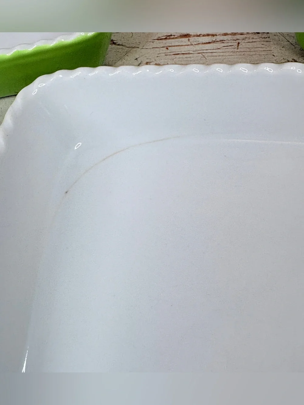Lot Of 3 Vintage Valentina Yellow Green Scalloped Edge Stoneware Baking Dish